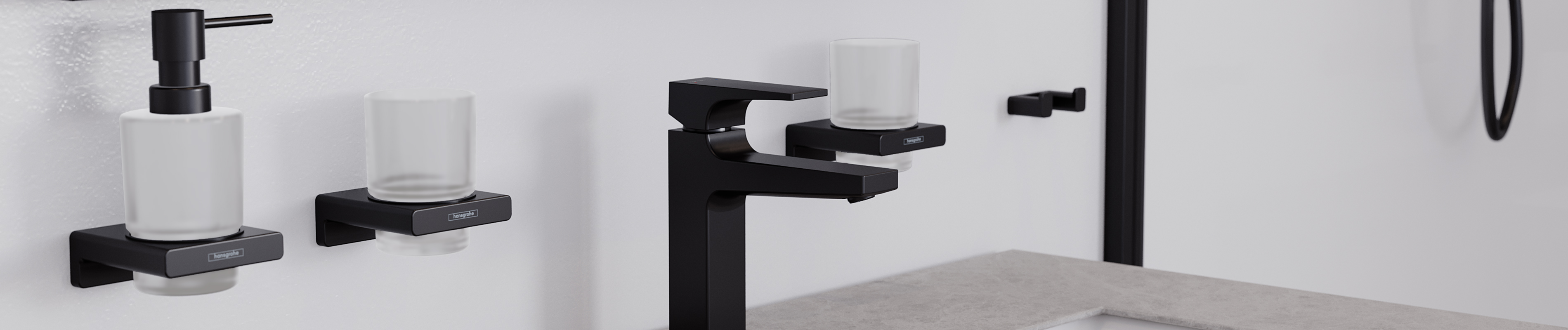 哑光黑色的汉斯格雅 AddStoris 配件。