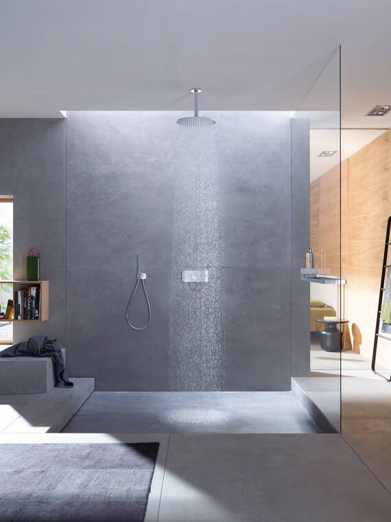 使用AXOR雅生产品的高档浴室/起居空间。