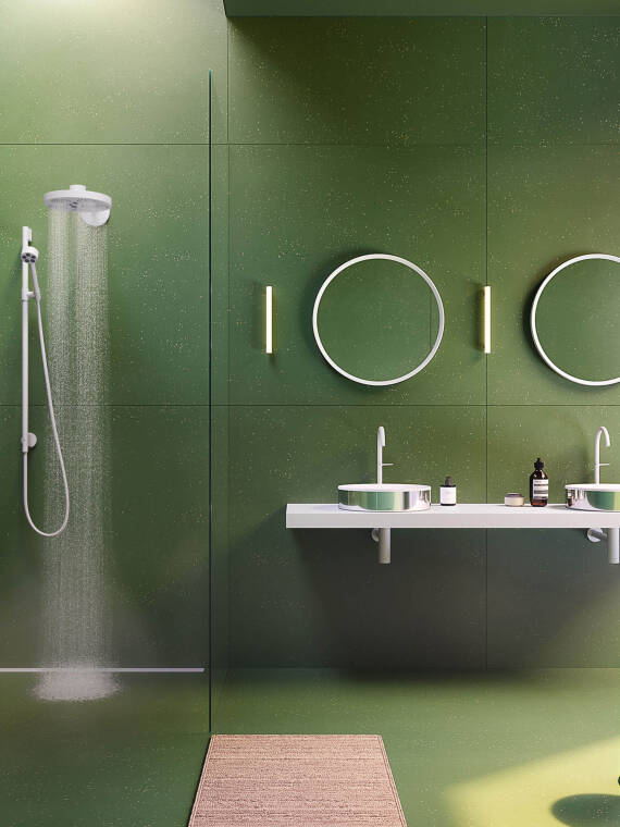 Barber Osgerby 的雅生天际线 Skyline 浴室设计理念的全景