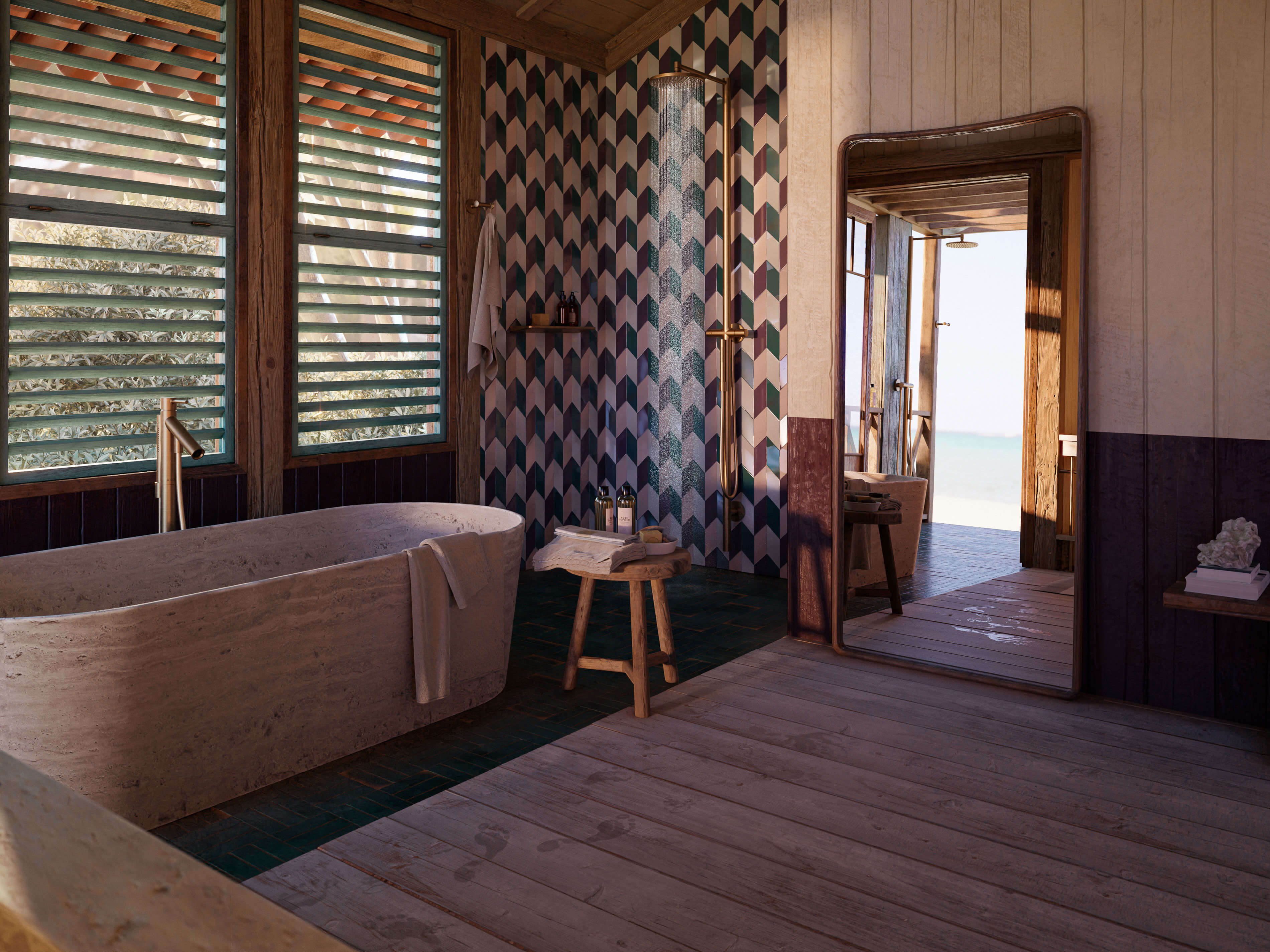 摘自 Sarah Poniatowski 浴室方案。