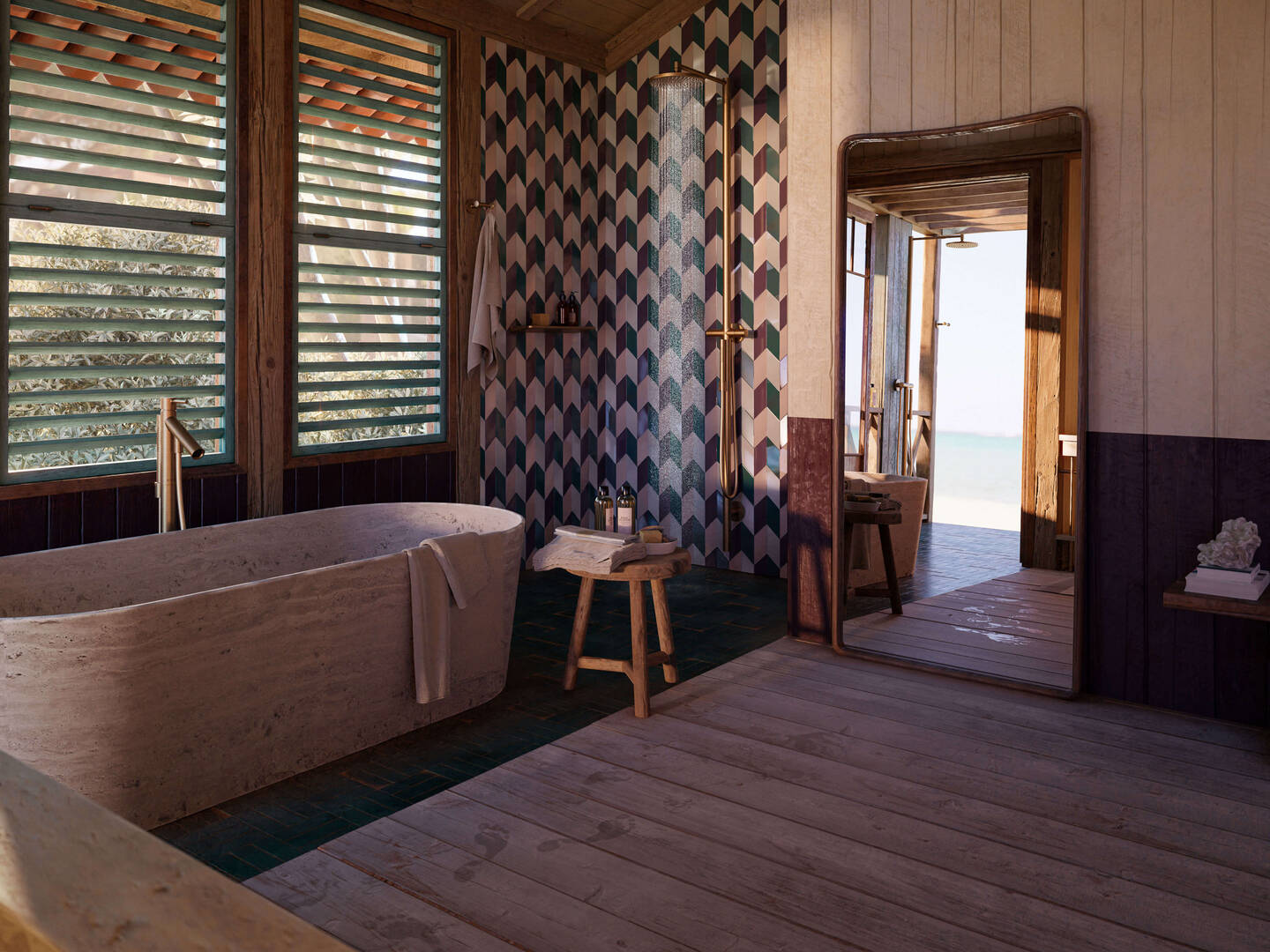 摘自 Sarah Poniatowski 浴室方案。