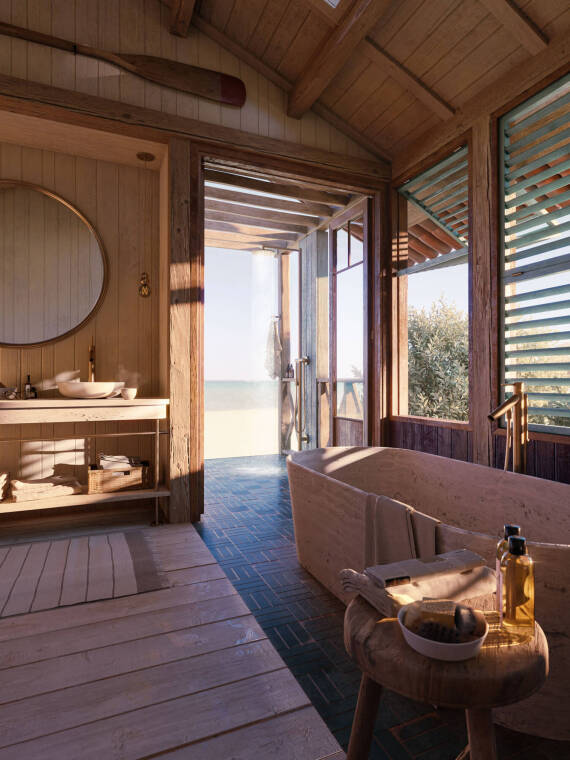 木材、陶瓷和玻璃的温暖材料组合。