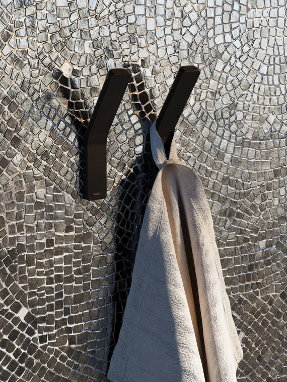 The AXOR Universal Softsquare towel holder in Matt Black.