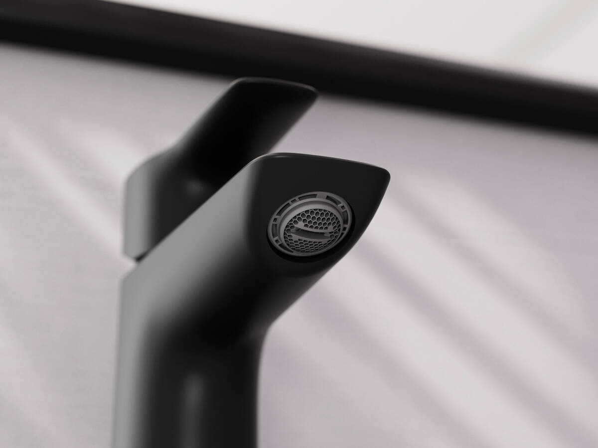 The aerator on the Logis faucet can be unscrewed with a coin.