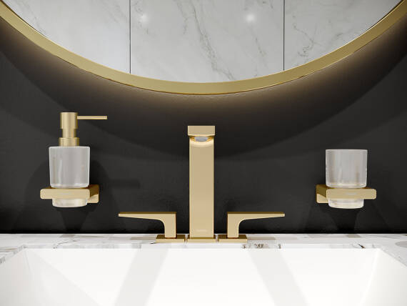 hansgrohe washplace with faucet in Polished Gold Optic.