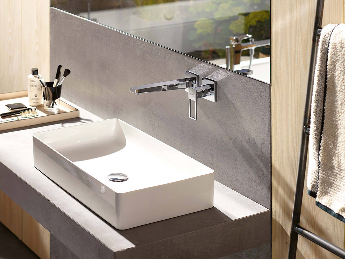 浴室趋势：矩形面盆。