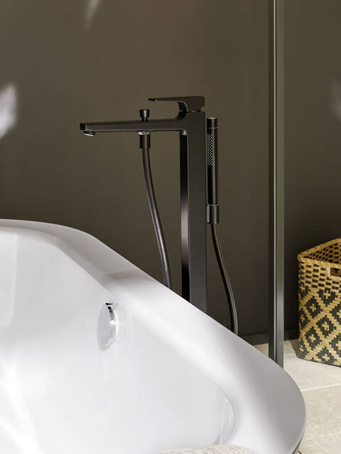 摩登黑汉斯格雅浴缸龙头,落地式.