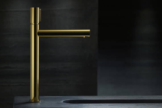 雅生欧诺单把手台盆龙头，带 O 型把手。