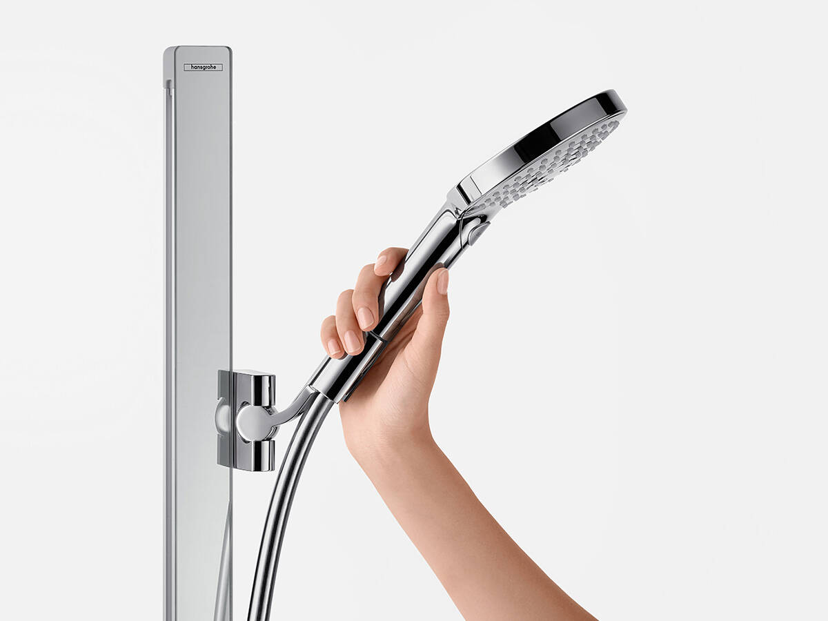 带花洒支架的汉斯格雅 Unica E 花洒升降杆。