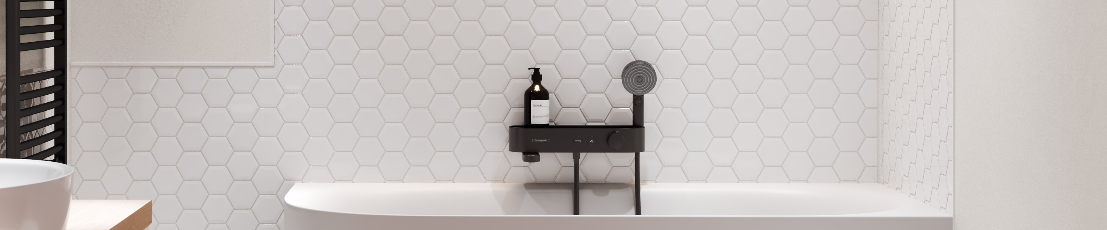 亚光黑色的 ShowerTablet 优选浴盆温度计。