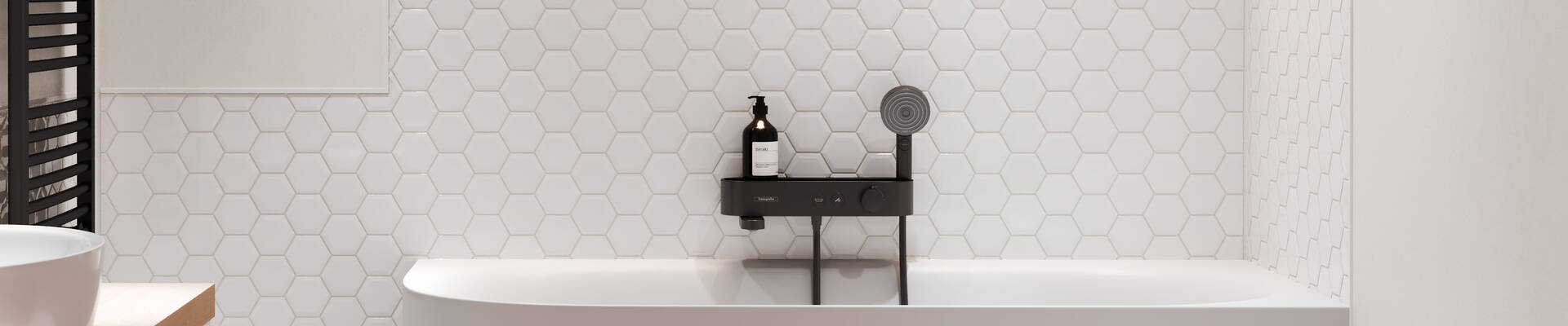 亚光黑色的 ShowerTablet 优选浴盆温度计。