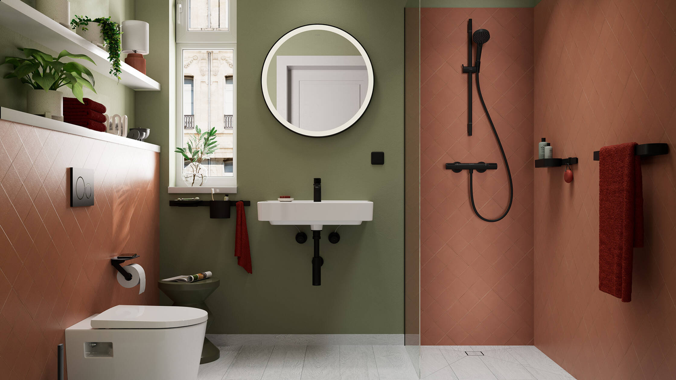 用明装龙头简单翻新浴室。