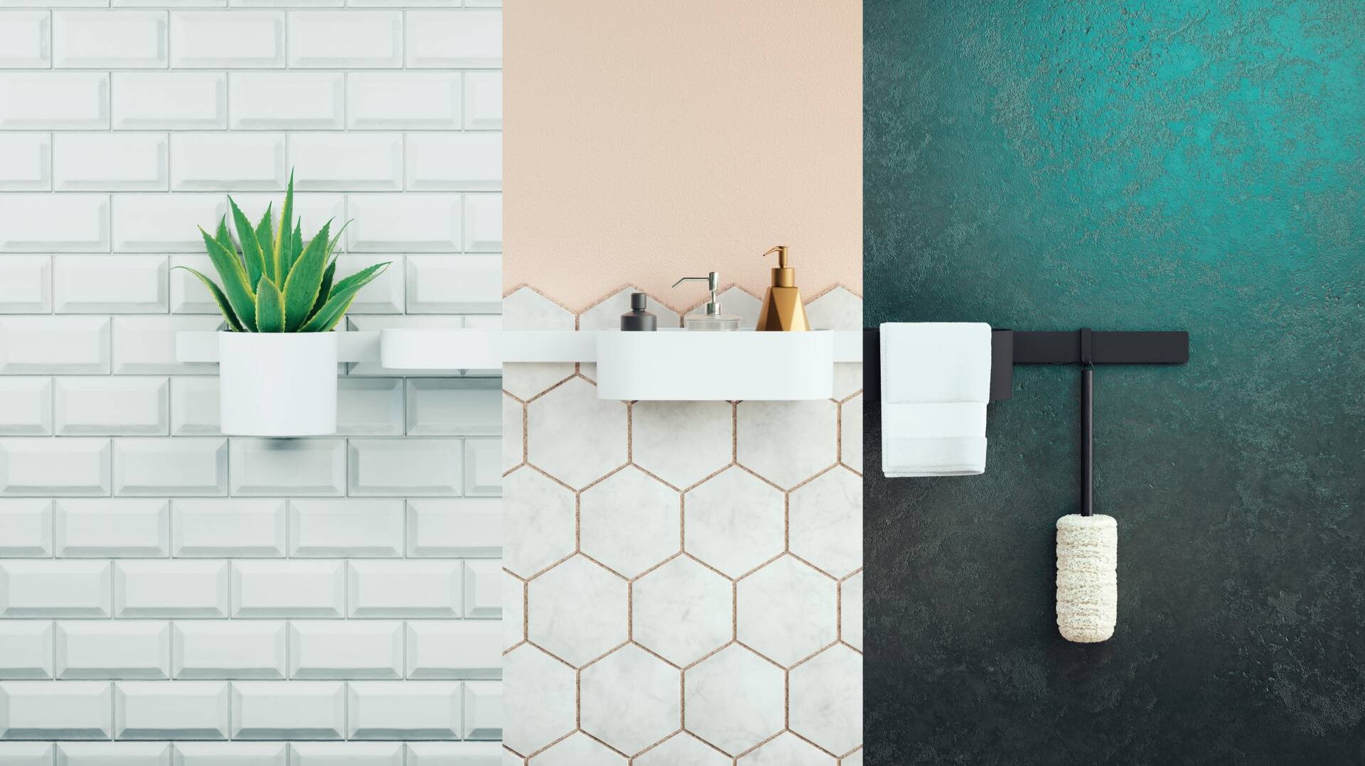 用于摆放淋浴用品的汉斯格雅排列系统。