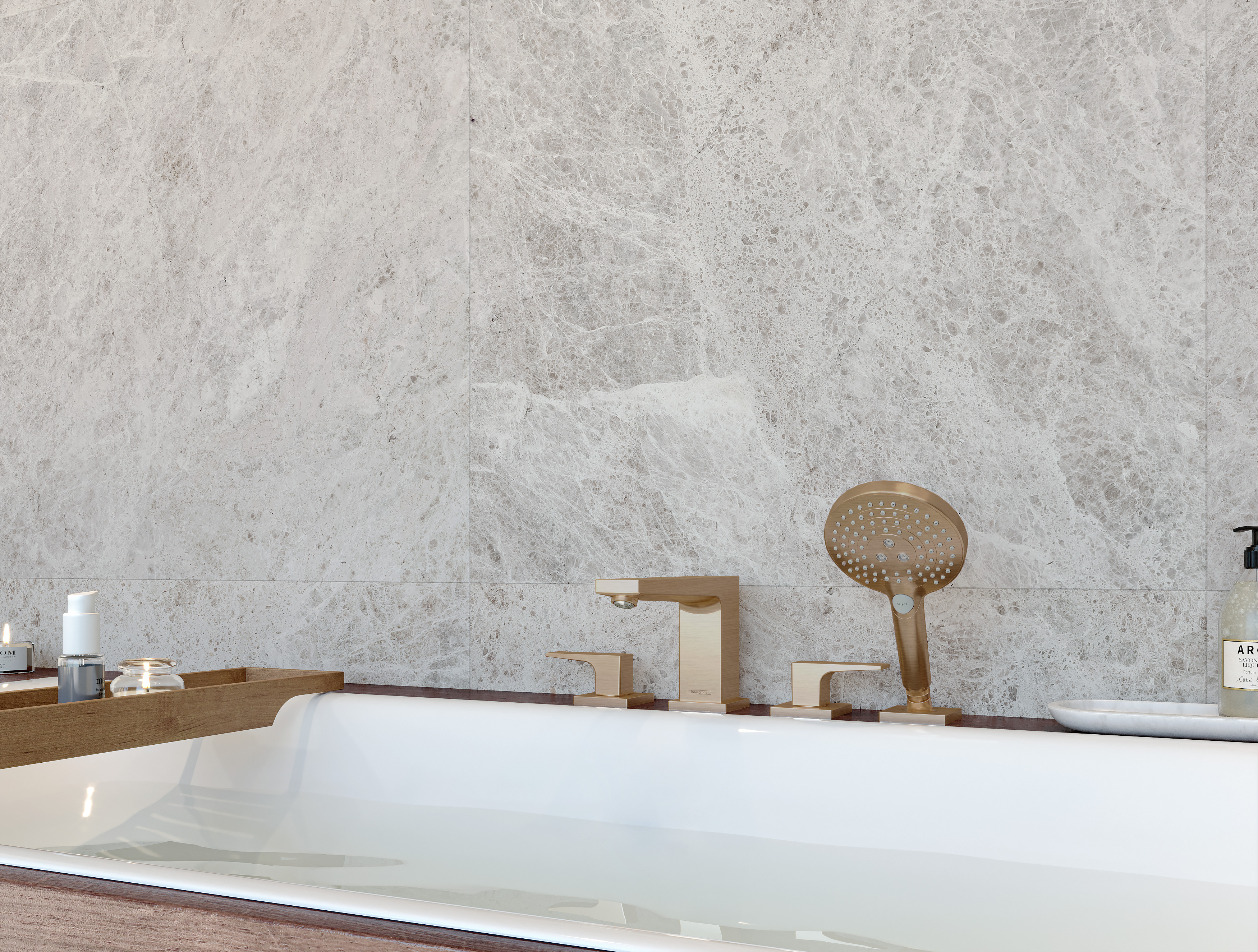 关闭：四孔翻边安装浴缸龙头，带一字把手 1