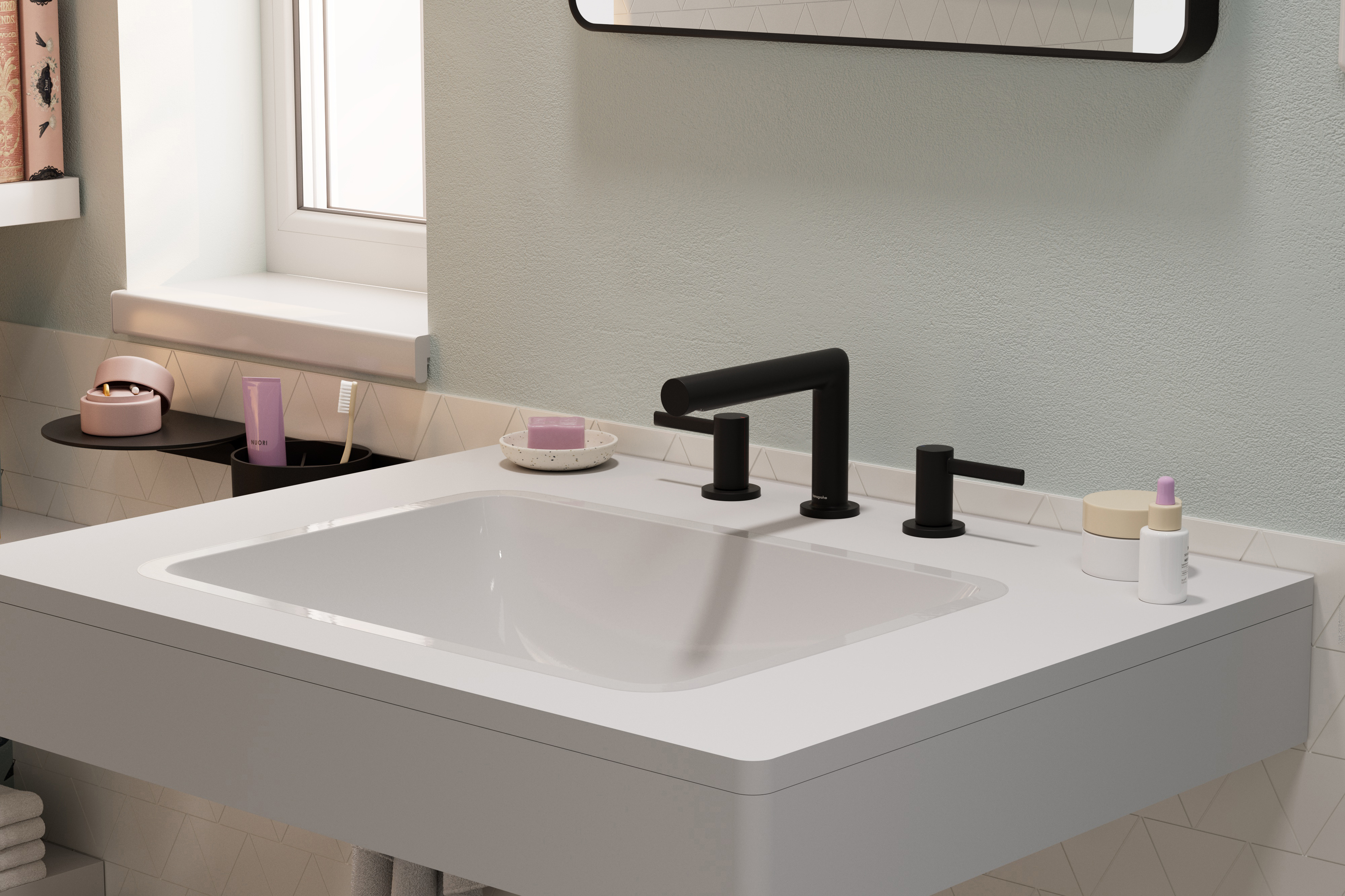 关闭：三孔面盆龙头100，带提拉落水套件 1