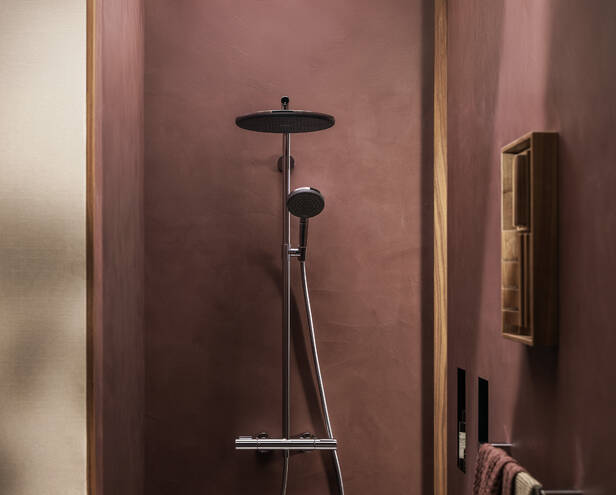 关闭：淋浴管 S 300 单速 Puro，带恒温淋浴龙头 10