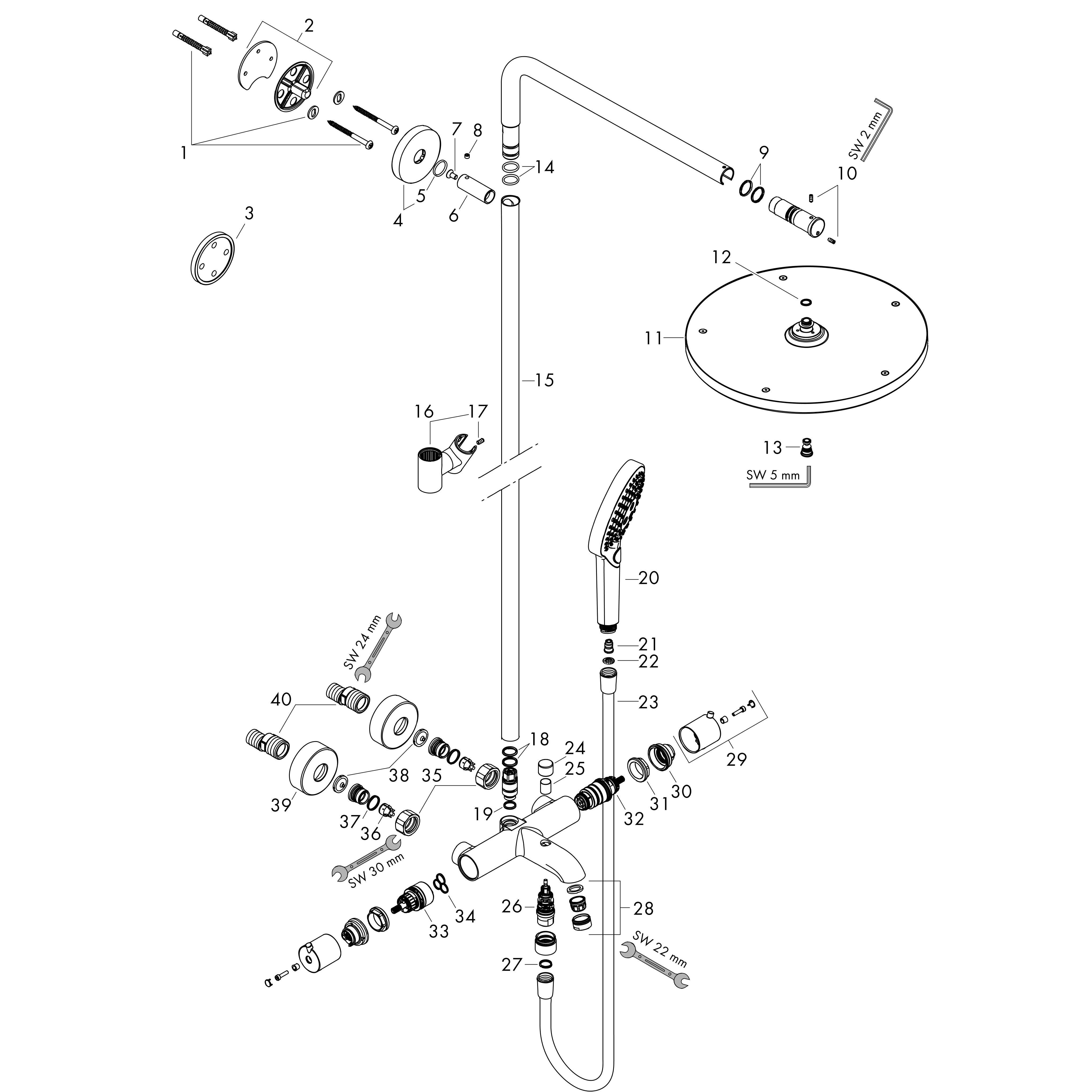 汉斯格雅花洒管: 飞雨S, 1 种出水模式, 货号26164007 | hansgrohe CN