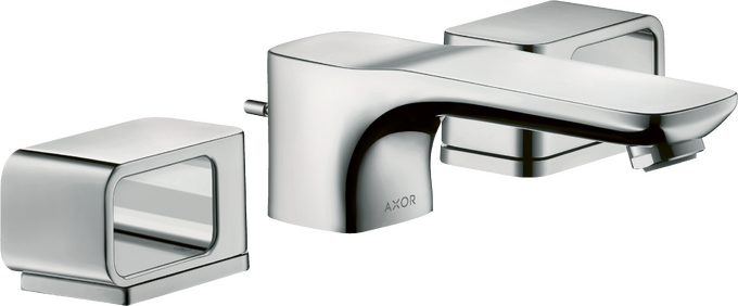 三孔面盆龙头50，带装饰盖和提拉落水套件