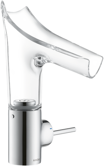 单把手面盆龙头140，带玻璃出水嘴和长流水型落水套件