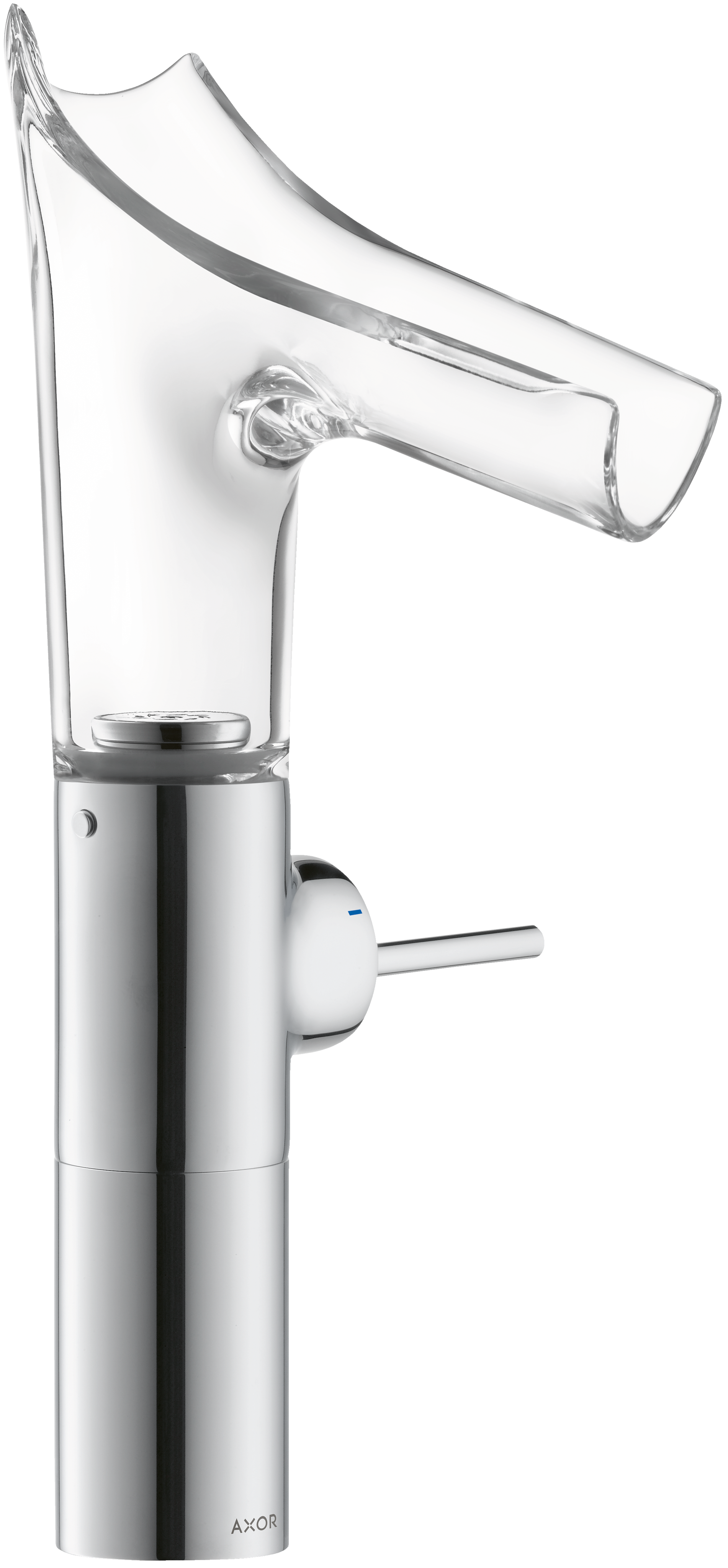 单把手面盆龙头220，带玻璃出水嘴和长流水型落水套件