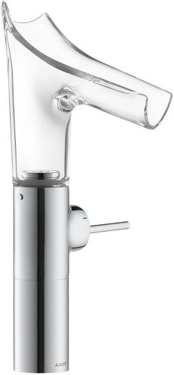 单把手面盆龙头220，带玻璃出水嘴和长流水型落水套件