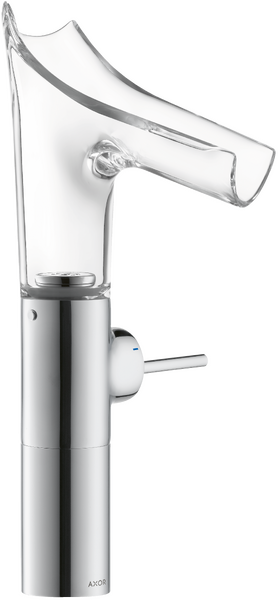 单把手面盆龙头220，带玻璃出水嘴和长流水型落水套件