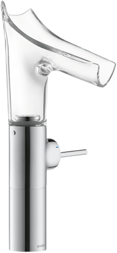 单把手面盆龙头220，带玻璃出水嘴和长流水型落水套件