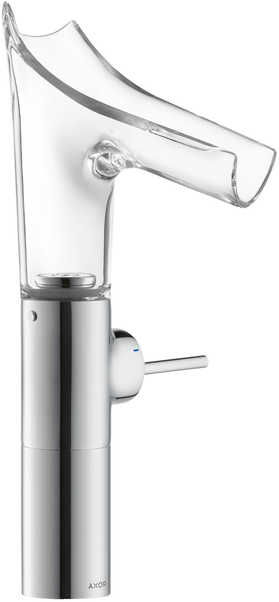 单把手面盆龙头220，带玻璃出水嘴和长流水型落水套件