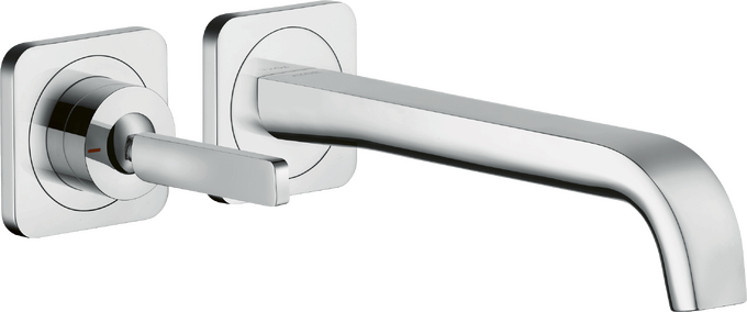 暗装墙出水单把手面盆龙头，出水嘴221mm，带装饰盖和摇杆把手