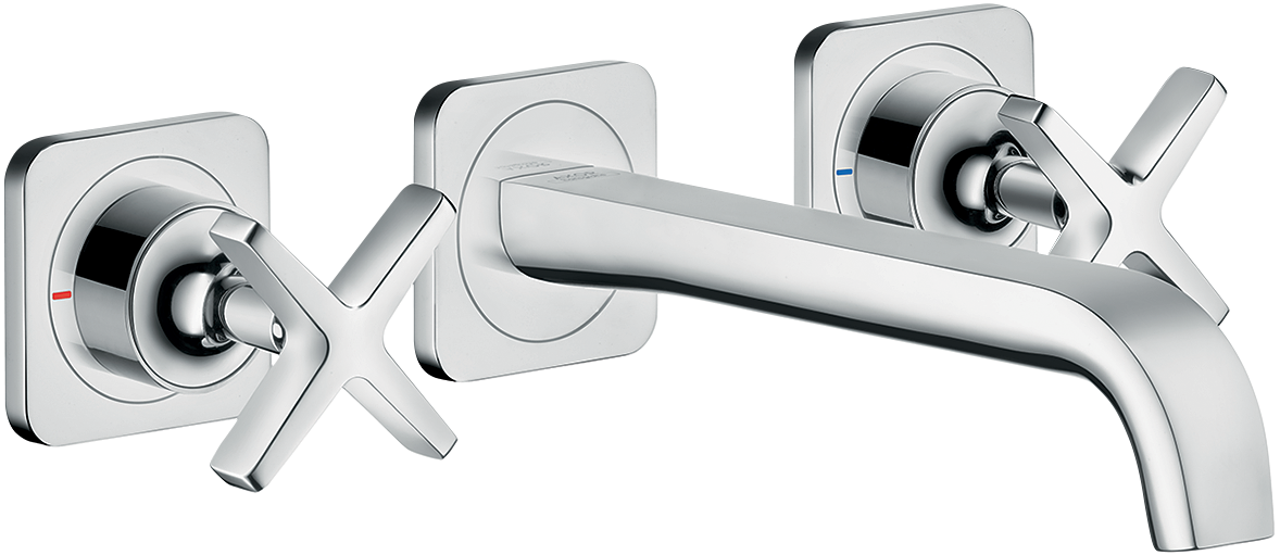 暗装墙出水三孔面盆龙头，出水嘴220mm，带装饰盖