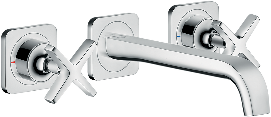 暗装墙出水三孔面盆龙头，出水嘴220mm，带装饰盖