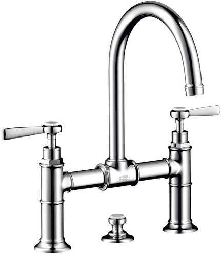 双把手面盆龙头220，带一字把手和提拉落水套件