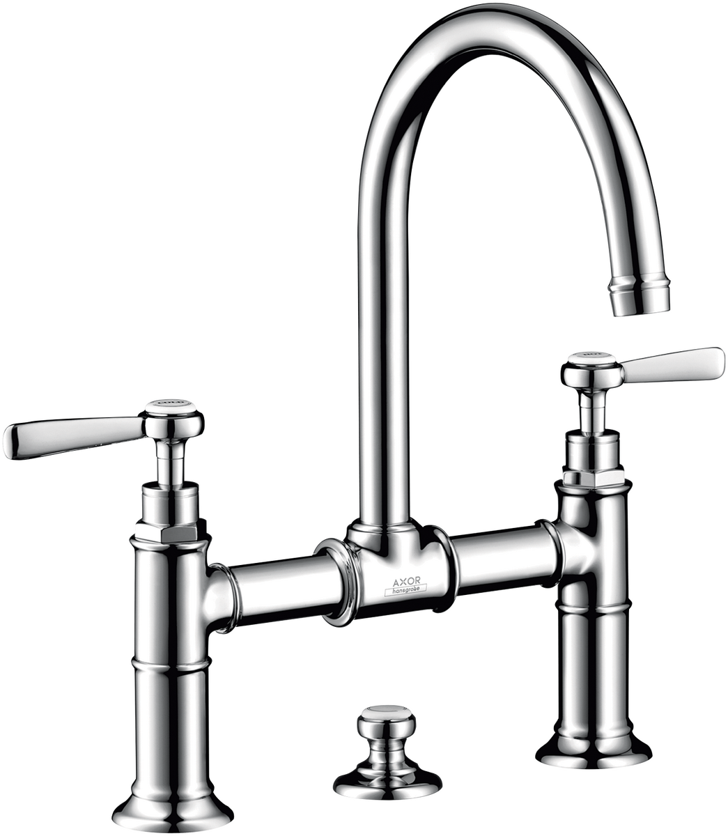 双把手面盆龙头220，带一字把手和提拉落水套件