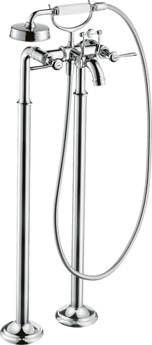 落地式双把手浴缸龙头，带一字把手