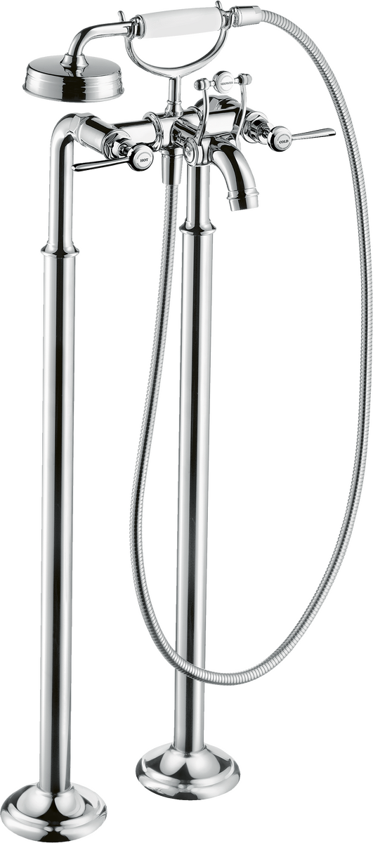 落地式双把手浴缸龙头，带一字把手