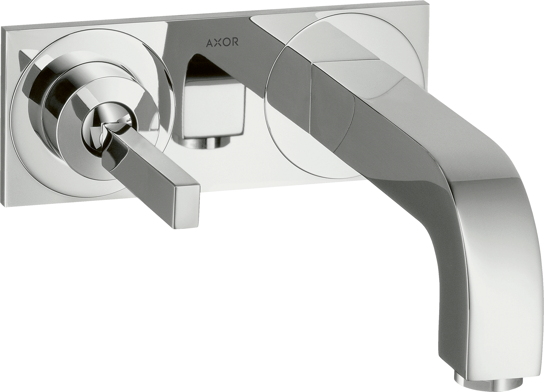 暗装墙出水单把手面盆龙头，出水嘴160mm，带摇杆把手和装饰盖