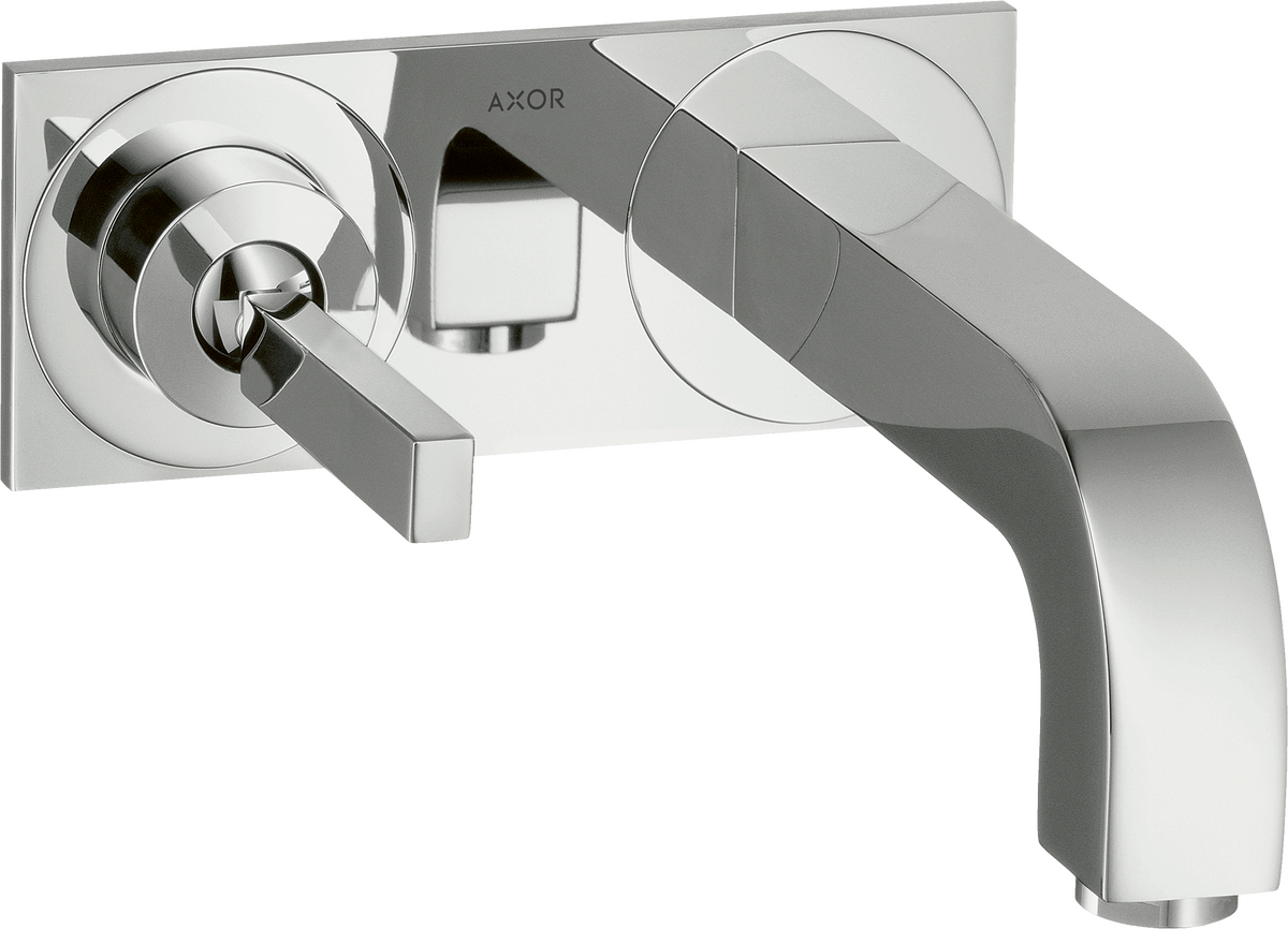 暗装墙出水单把手面盆龙头，出水嘴160mm，带摇杆把手和装饰盖