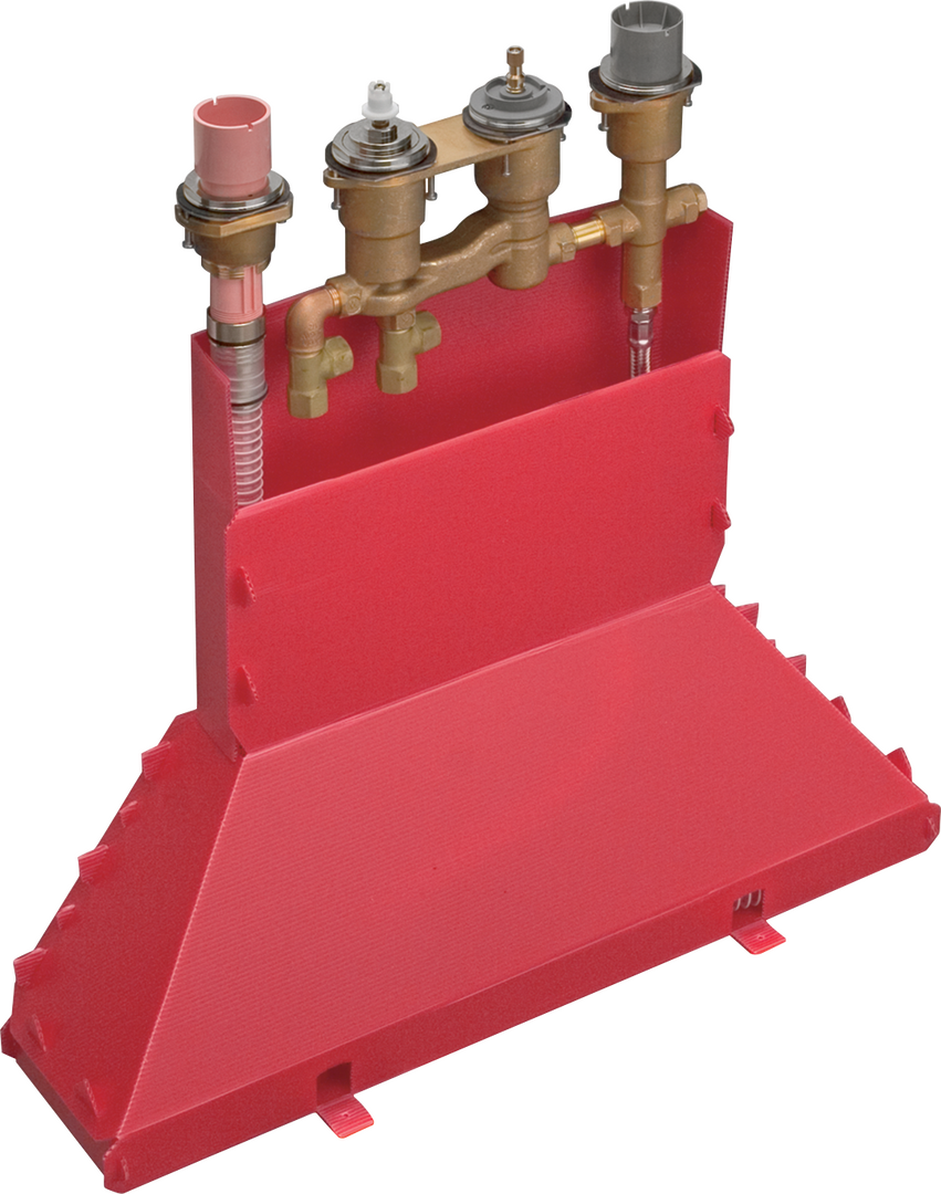 暗装预埋件，四孔翻边安装恒温浴缸龙头