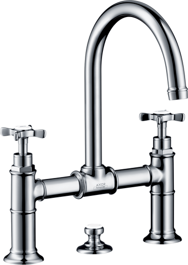 双把手面盆龙头220，带十字把手和提拉落水套件