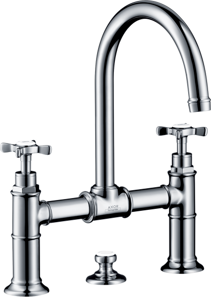 双把手面盆龙头220，带十字把手和提拉落水套件