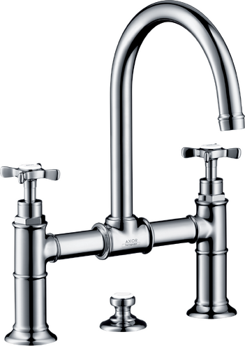 双把手面盆龙头220，带十字把手和提拉落水套件