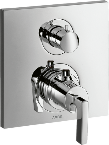 暗装恒温龙头，带开关和一字把手