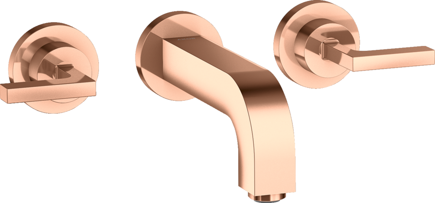 暗装墙出水三孔面盆龙头，出水嘴162mm，带一字把手和装饰盖