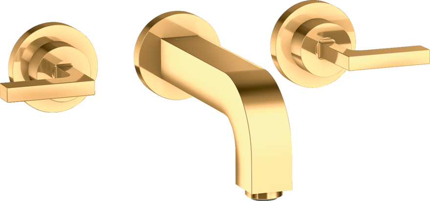 暗装墙出水三孔面盆龙头，出水嘴162mm，带一字把手和装饰盖