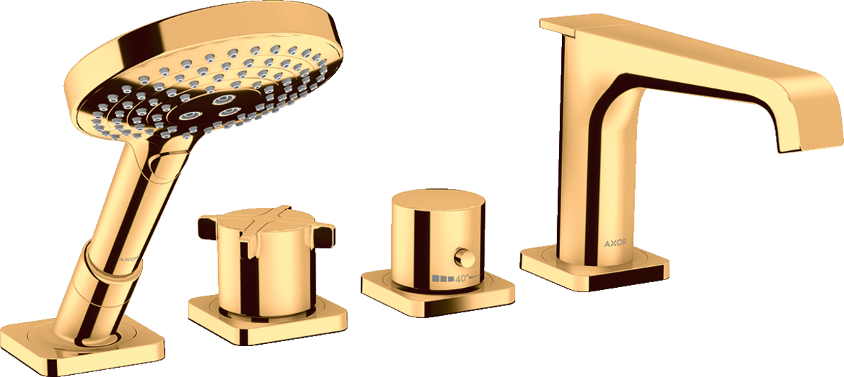 四孔翻边安装恒温浴缸龙头