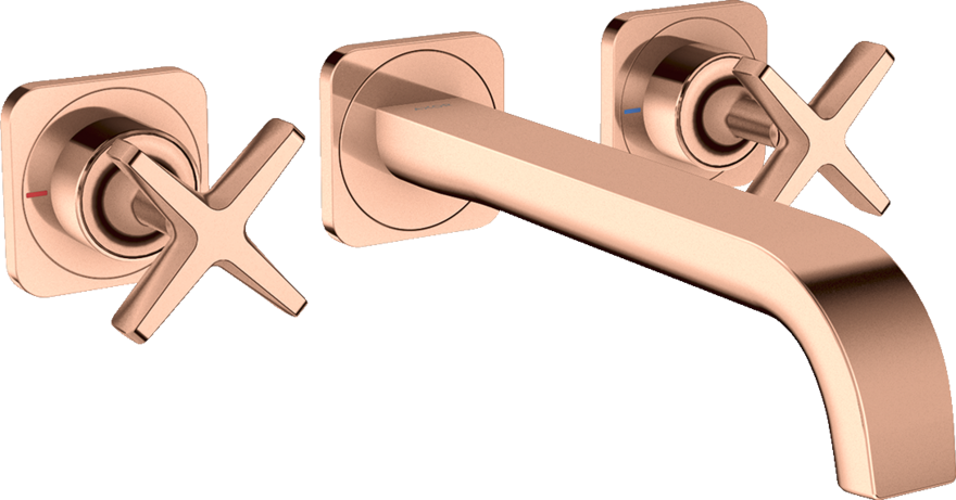 暗装墙出水三孔面盆龙头，出水嘴220mm，带装饰盖