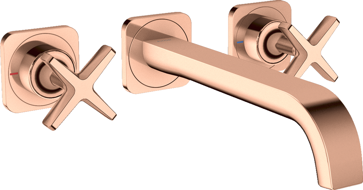 暗装墙出水三孔面盆龙头，出水嘴220mm，带装饰盖