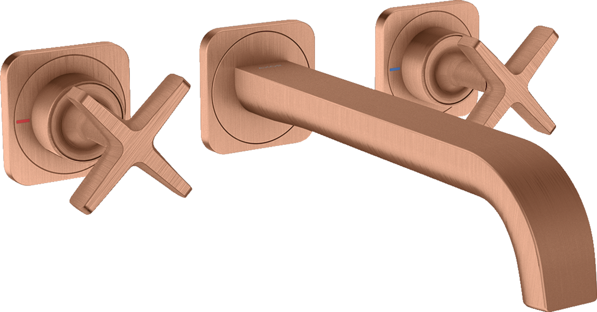暗装墙出水三孔面盆龙头，出水嘴220mm，带装饰盖