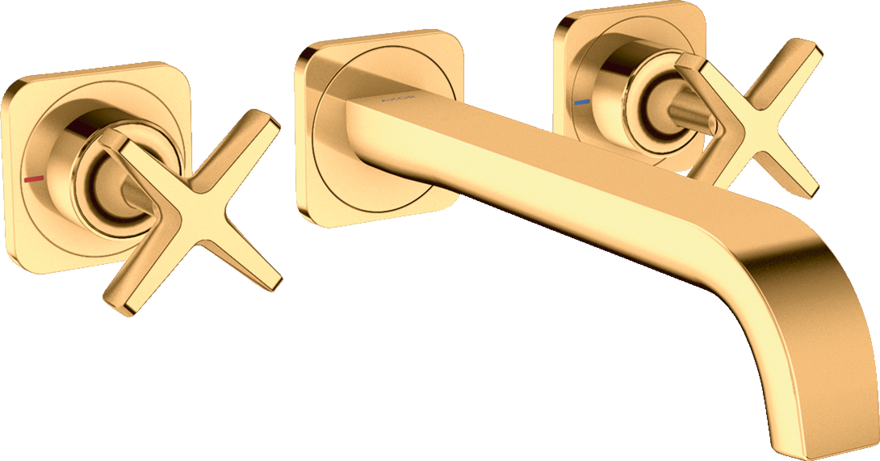 暗装墙出水三孔面盆龙头，出水嘴220mm，带装饰盖