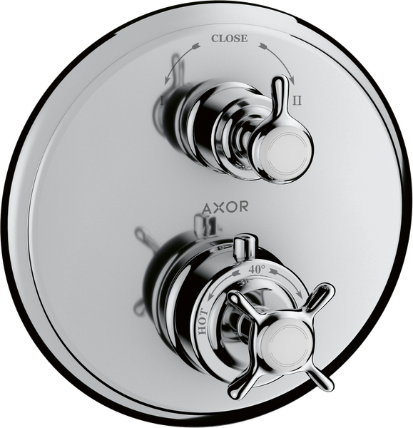 暗装恒温龙头，带十字把手和开关/分水器